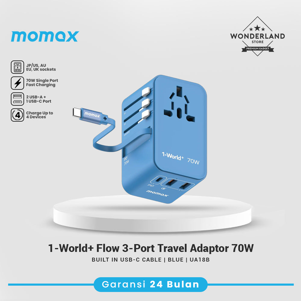 Momax Universal Travel Adaptor 1-World+ Flow 4-Port Travel Charger 35W/70W USB-C+USB-A UA18 UA21