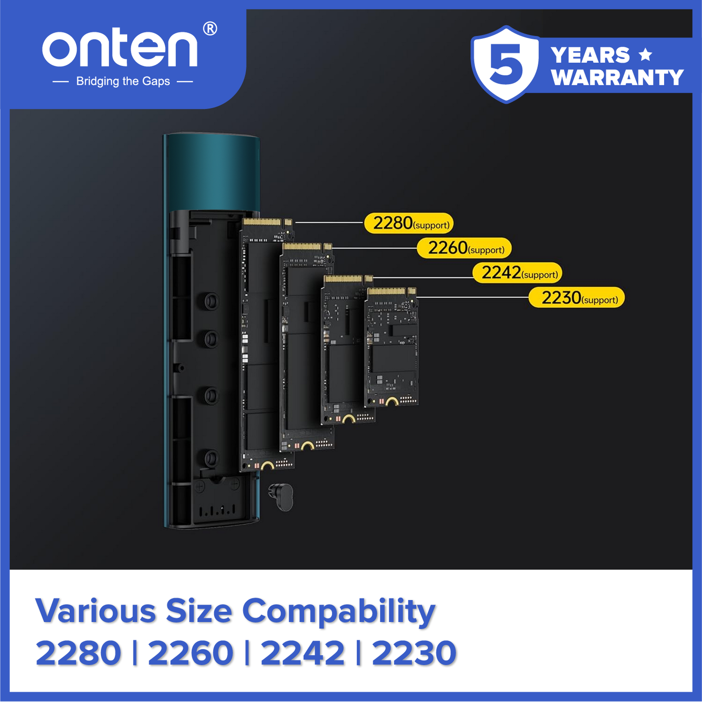 Onten Case Enclosure SSD M2 NVME NGFF SATA USB 3.2 Dual Protocol OTN-UCA321/UCA322/UCA322+