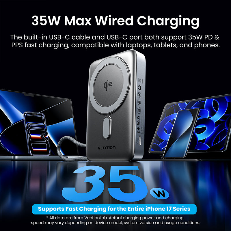 Vention CCC Powerbank Wireless 35W Magnetic Qi2 Powerbank 10000mAh 35W PD PPS LED Display