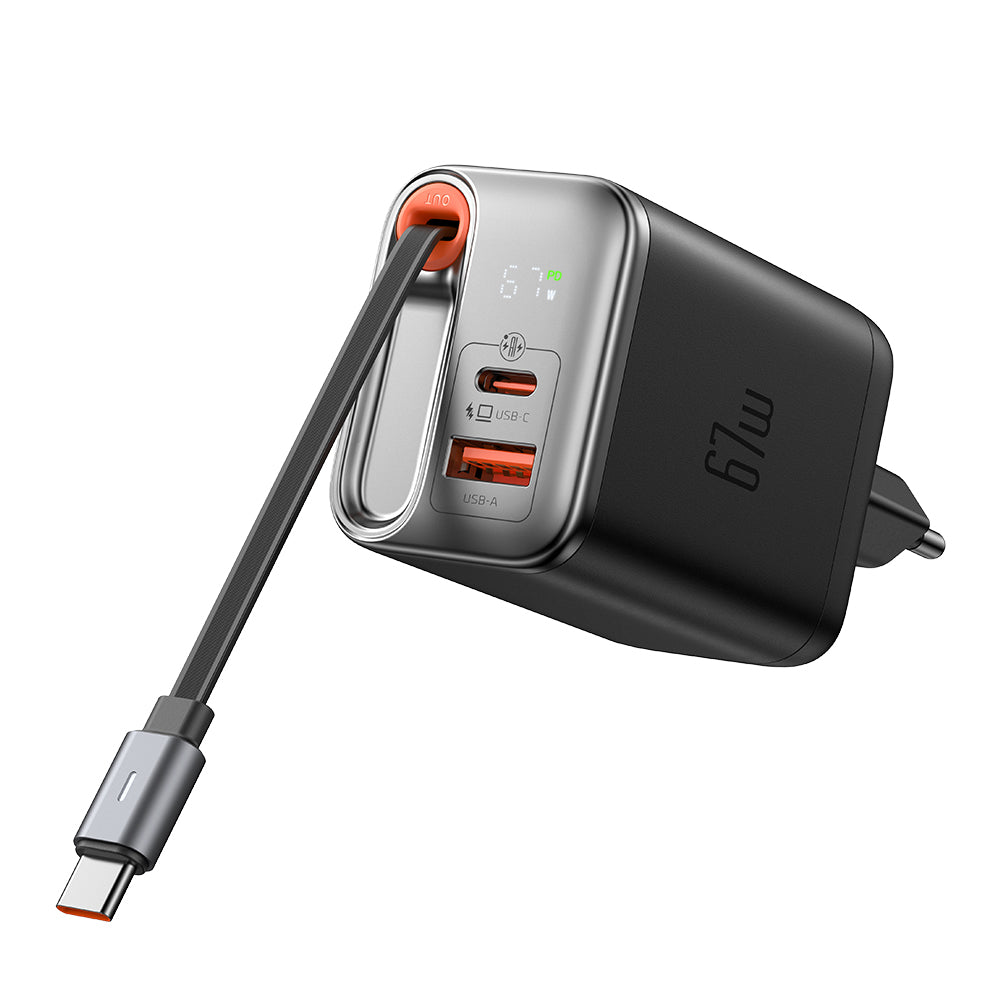 Mcdodo Adaptor 35W 67W with Retractable USB-C Cable + USB-A Port