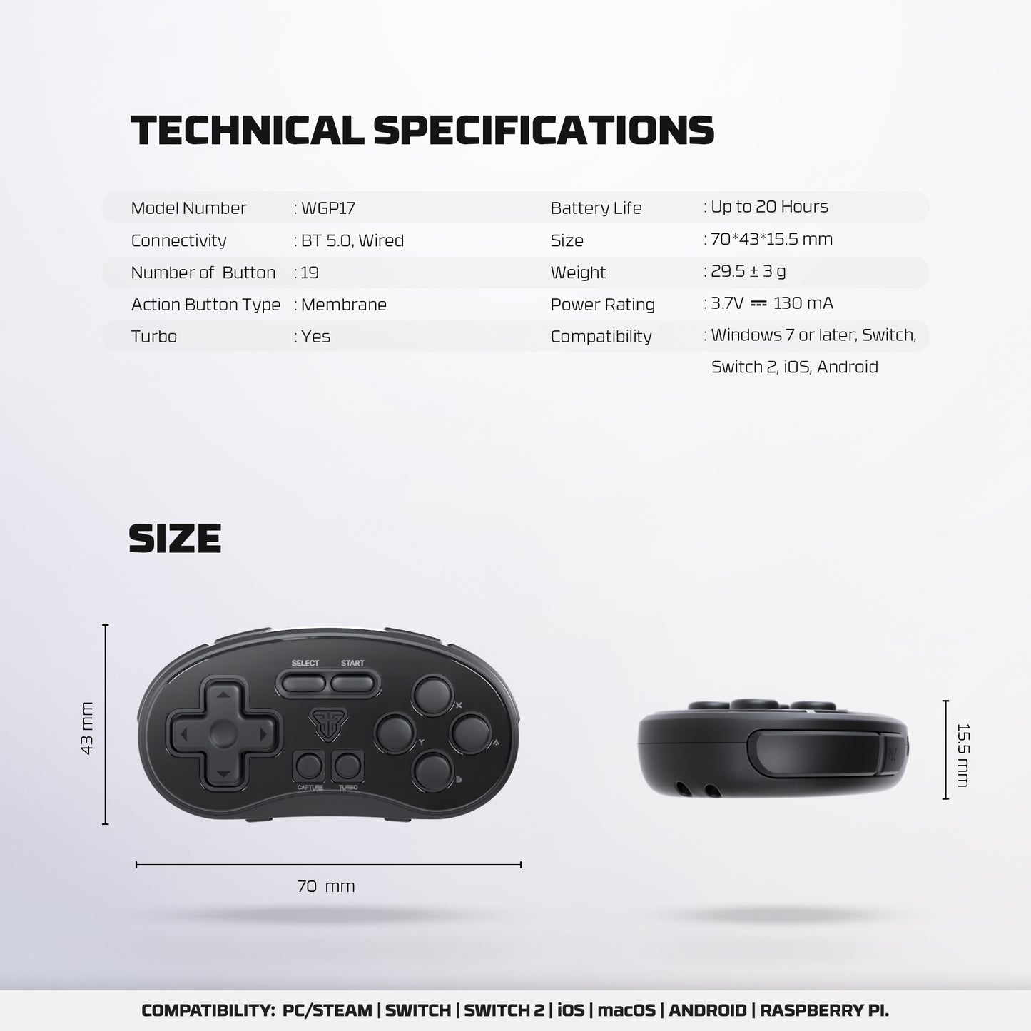 Fantech WGP17 / WGP-17 EOS Mini Pocket Size Mini Wireless Gamepad Joystick Portable