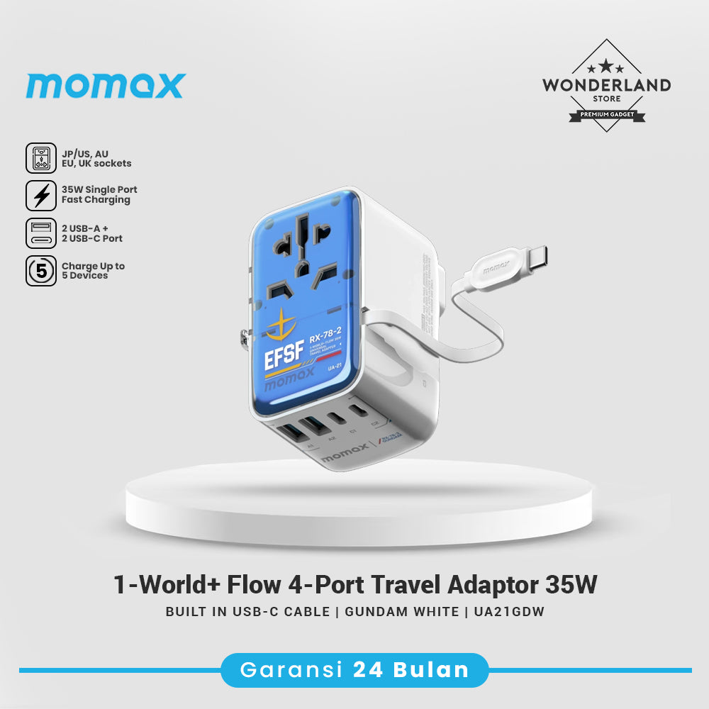 Momax Universal Travel Adaptor 1-World+ Flow 4-Port Travel Charger 35W/70W USB-C+USB-A UA18 UA21