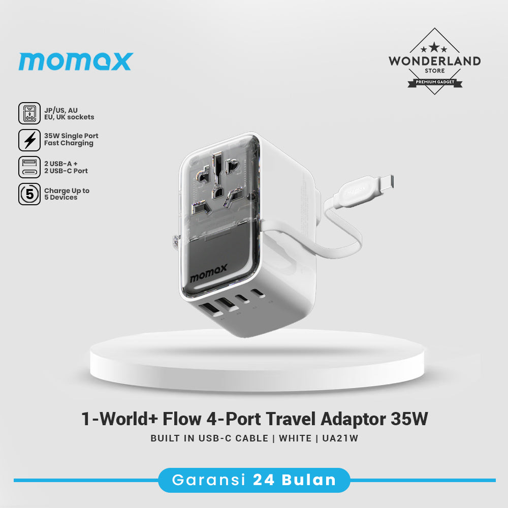 Momax Universal Travel Adaptor 1-World+ Flow 4-Port Travel Charger 35W/70W USB-C+USB-A UA18 UA21