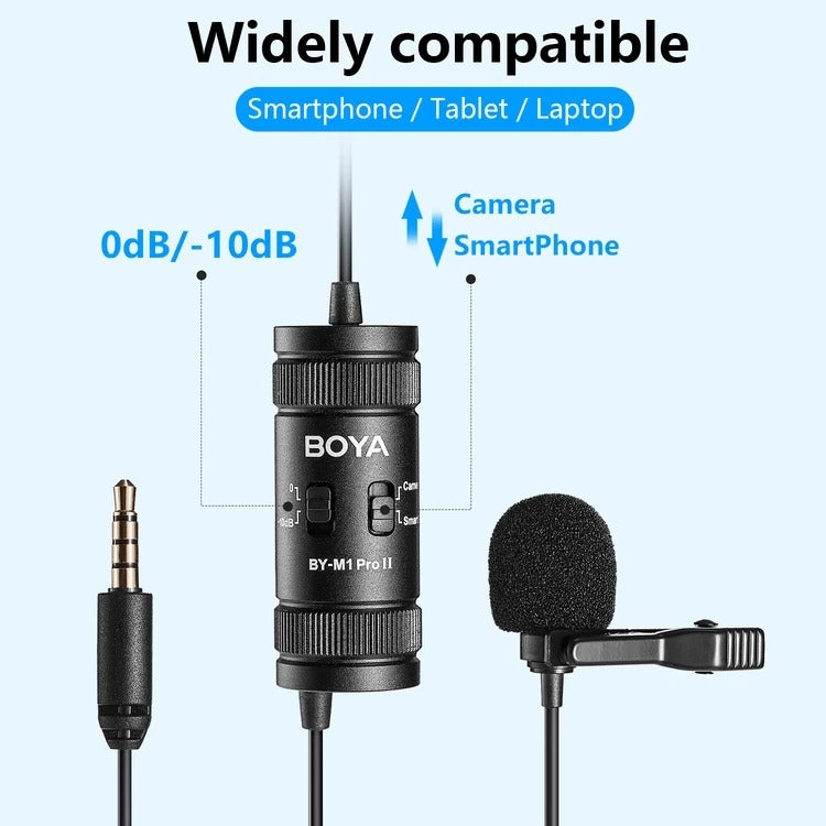 Boya M1 M1S Lavalier Wired Microphone Mikrofon BY- M1 / M1S / M1 Pro ll Cable Clip Omnidirection