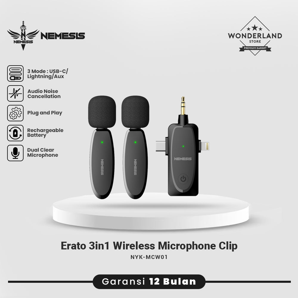 NYK Nemesis Heracles Microphone Wireless 2.4GHz Clip On 3in1 Heracles MCW-05 Musai MCW-02 Erato MCW-01