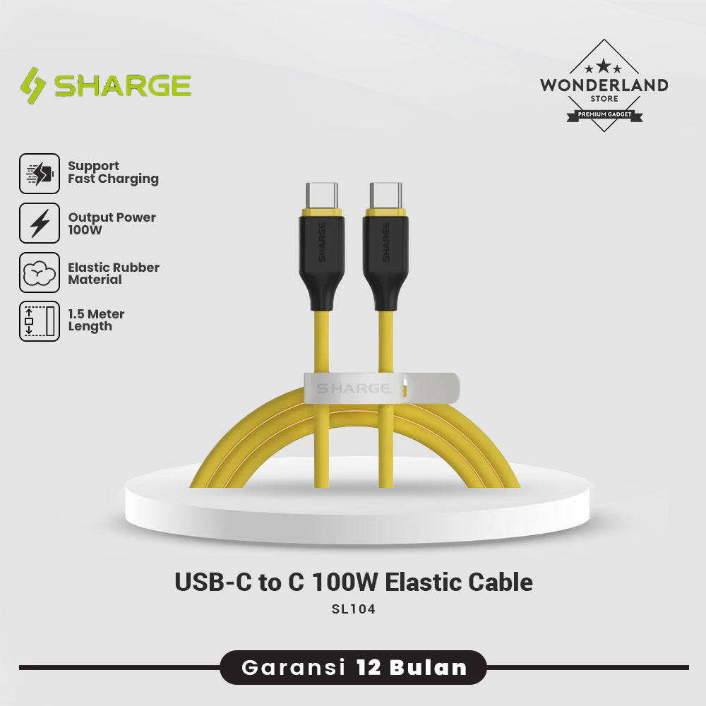 Sharge Kabel Data USB-C to C 100W Elastic Rubber PD PPS PPS2.0 SFC 1.5M