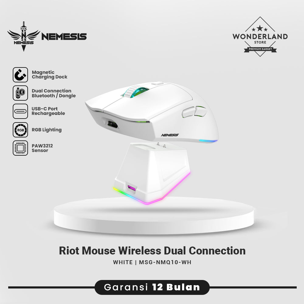 NYK Nemesis Riot MQ10 / MQ-10 Mouse Wireless Dual Mode Rechargeable Battery with Docking Charging