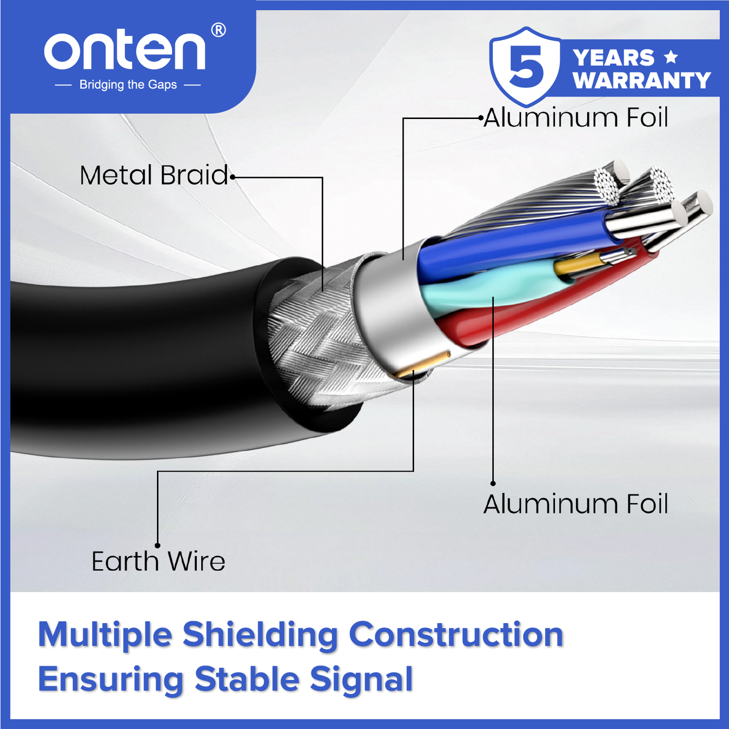 Onten Kabel HDMI to HDMI 2.0 Support Up to 4K @60Hz Gold Plated OTN-8308
