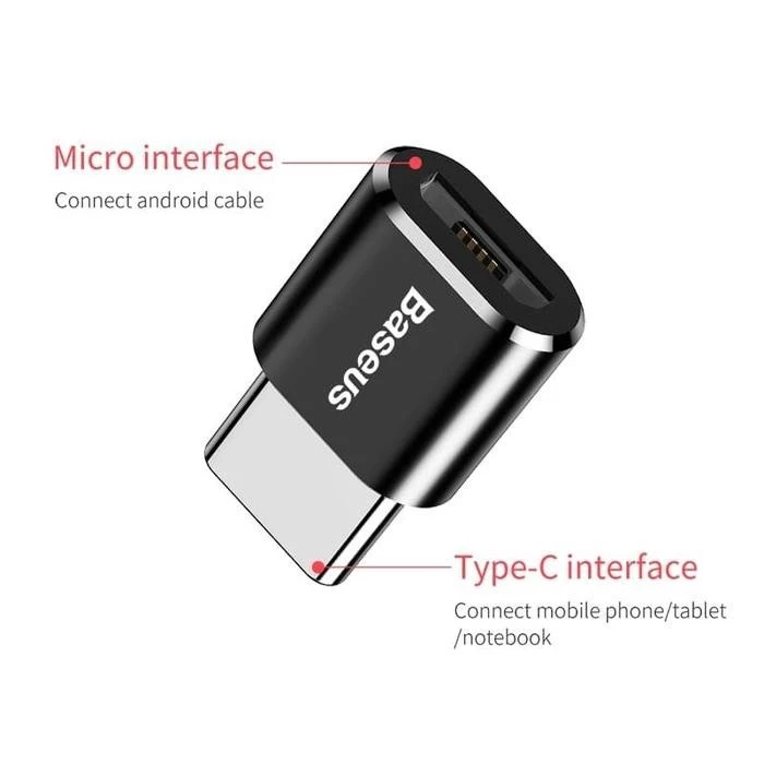 Baseus Mini Micro USB Femato USB-C Male Adapter Converter - CAMOTG-01