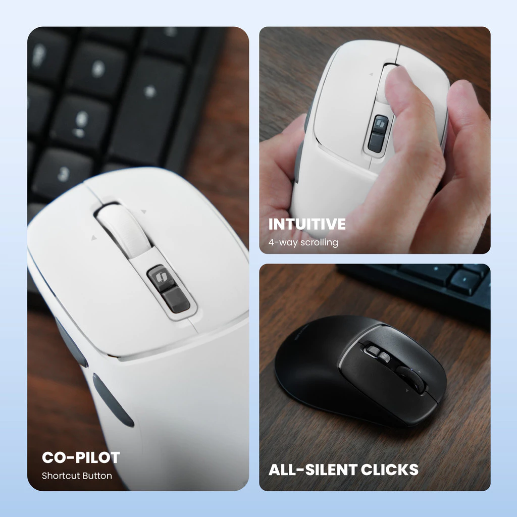 Rexus Q15V2 Nava Pro Q15 Versi 2 Mouse Office Wireless Silent Click - Ergonomic Shape with Co-Pilot