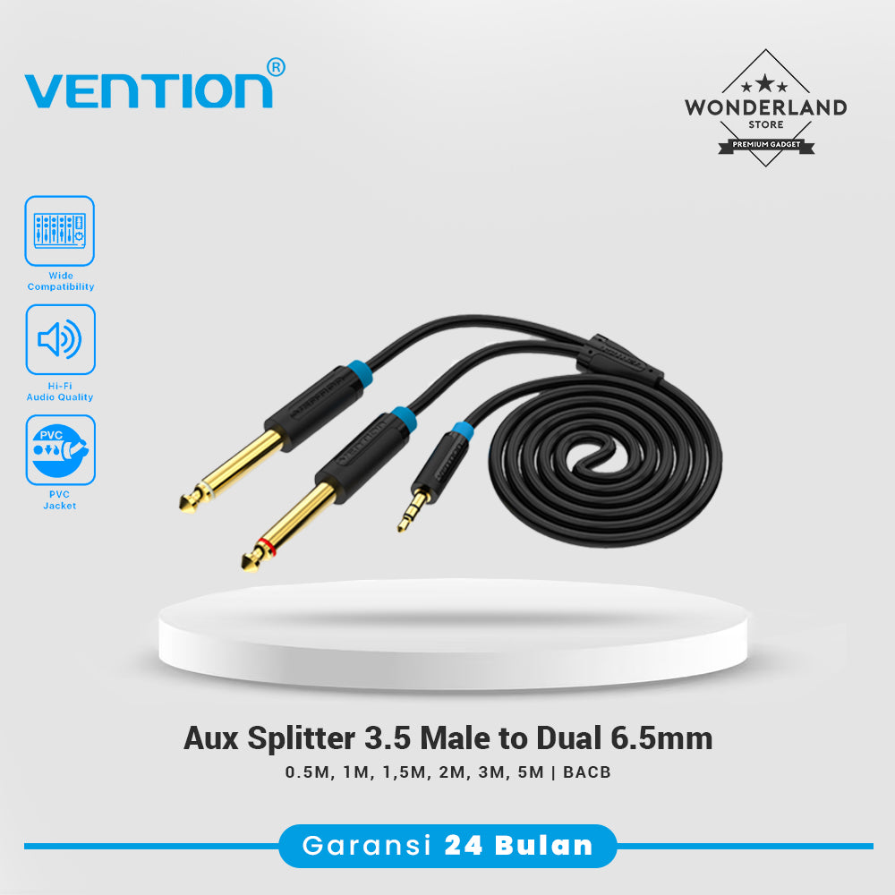 Vention Kabel AUX Splitter 3.5mm Male to Dual 6.5mm Male Jack Audio Cable 1M 2M 3M 5M - BAC
