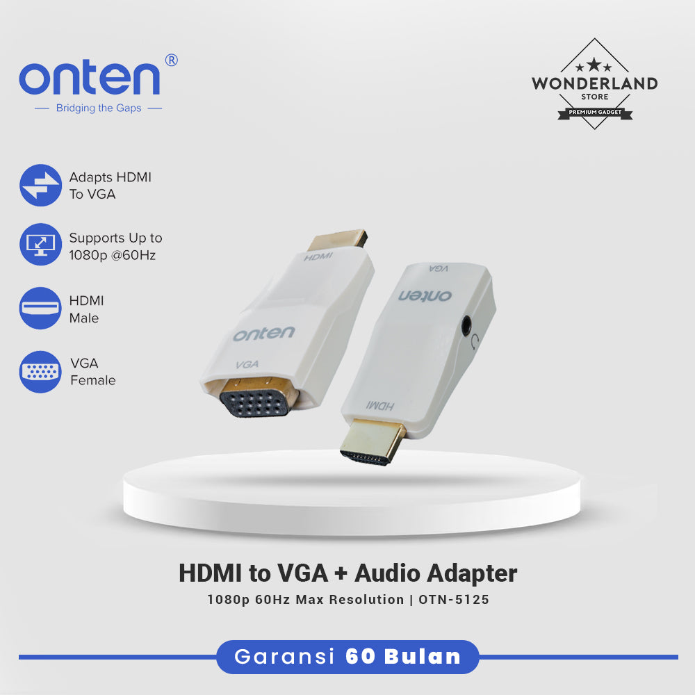 Onten Adapter HDMI to VGA dan Audio Support Up to 1080P 60Hz OTN-5125