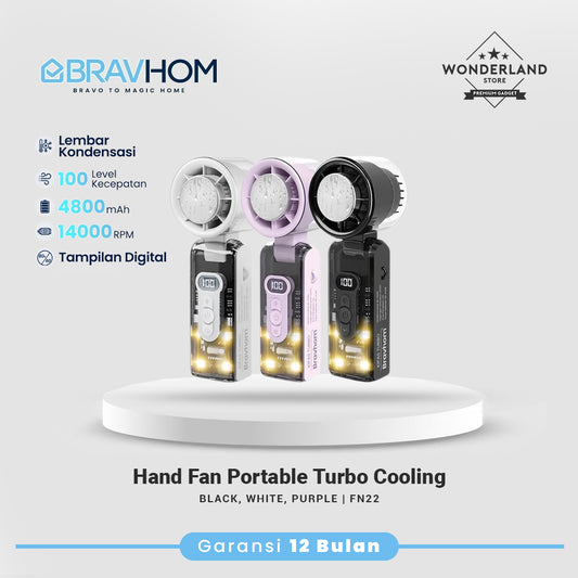 BRAVHOM FN22 Kipas Angin Turbo with Ice Cooling 4800mAh Kipas Angin Portable Mini Turbo 100 Level
