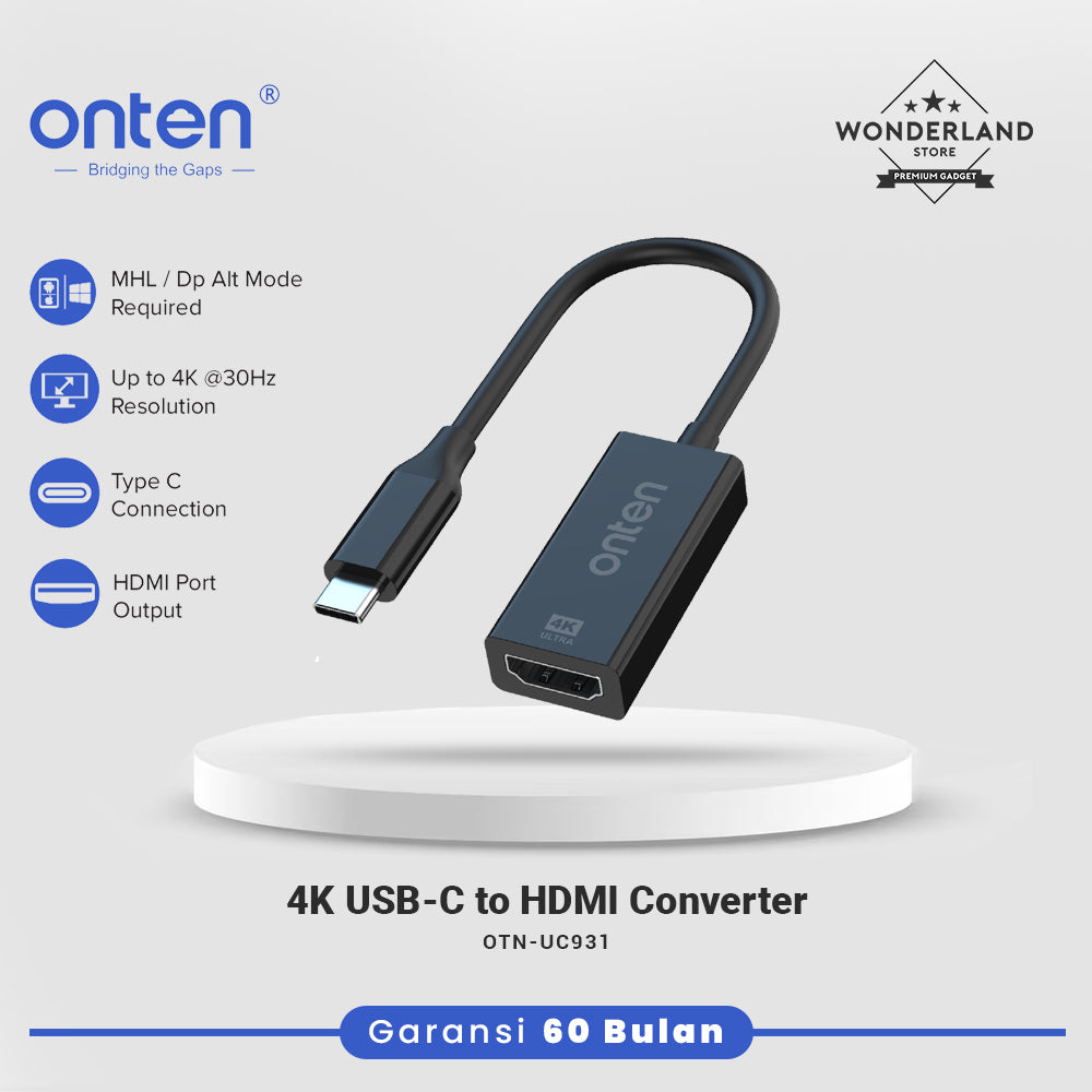 Onten Converter USB-C to HDMI 4K @30Hz Resolution Multi Device Compabillity OTN-UC931