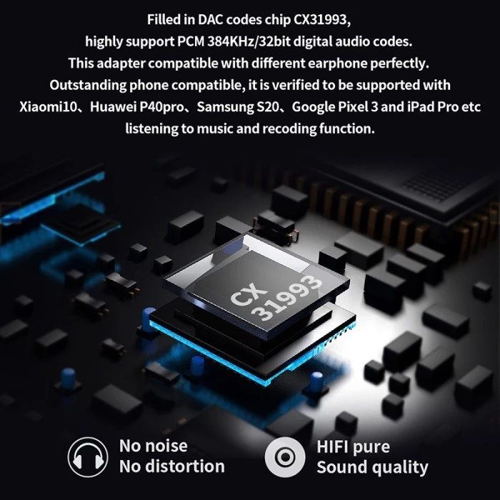 Jcally JA31 CX31993 Chip Dongle DAC Type C to 3.5mm Jack Audio Converter