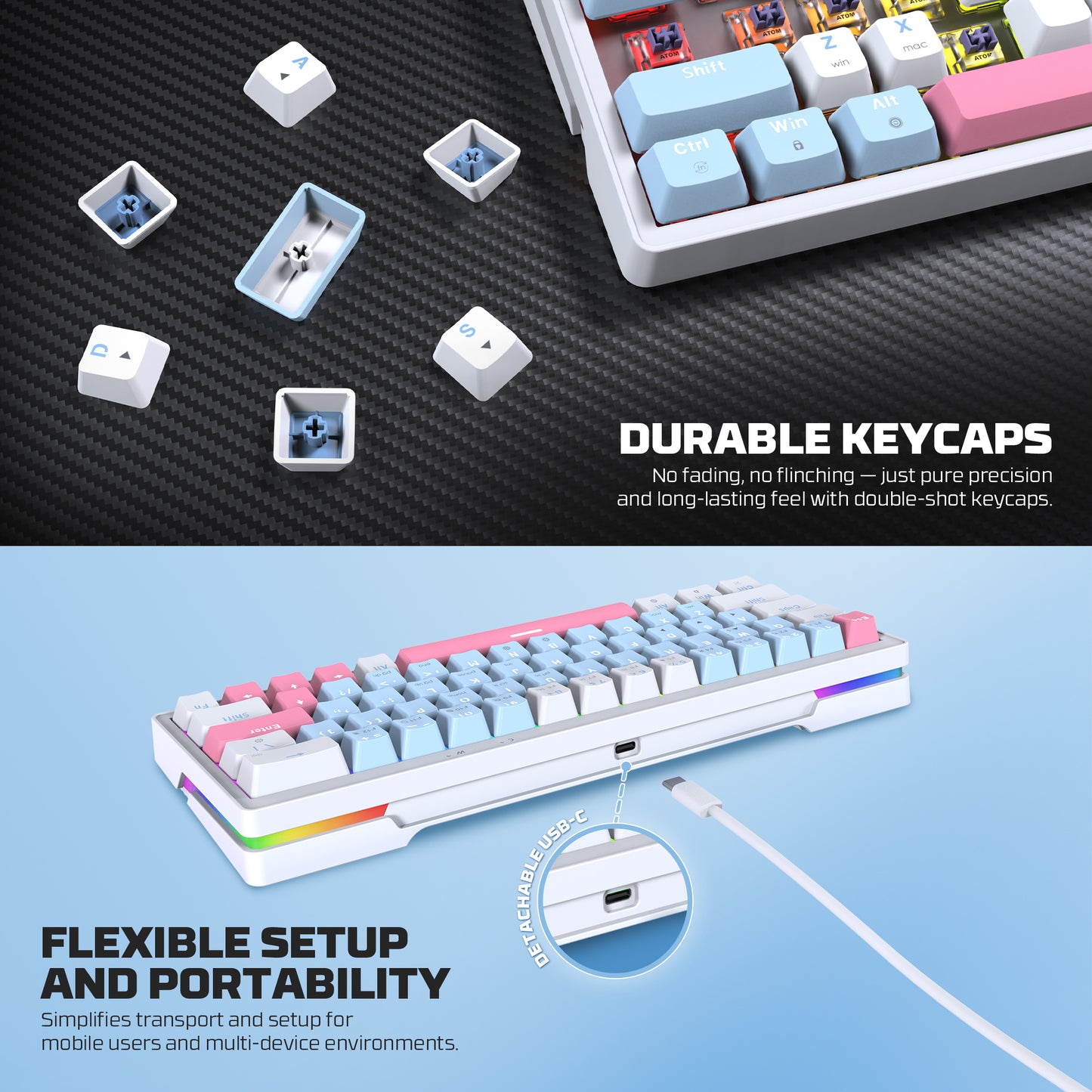 Fantech Atom X63 / X83 MK611 MK612 Wired Mechanical Gaming Keyboard Ame Edition