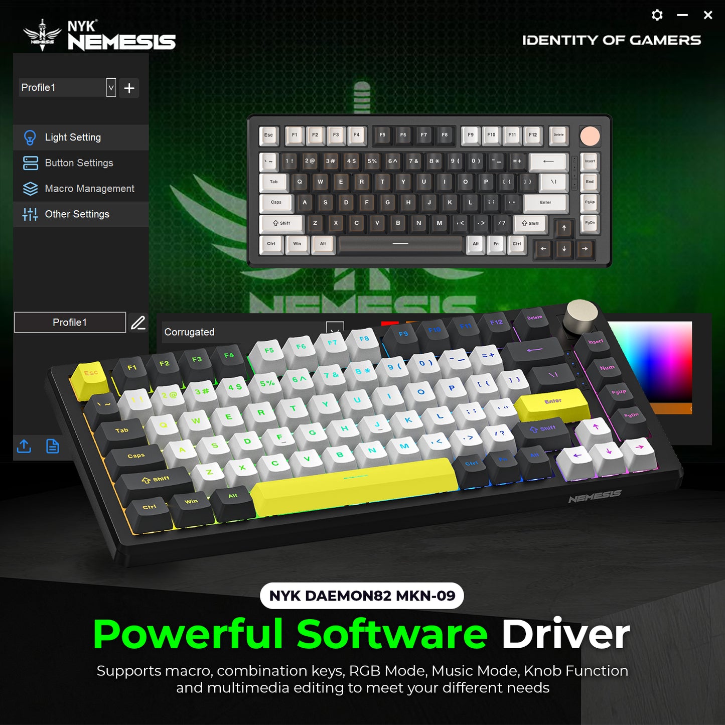 NYK Nemesis Daemon82 Gaming Keyboard 3in1 Connection Hotswap 5pin MKN09