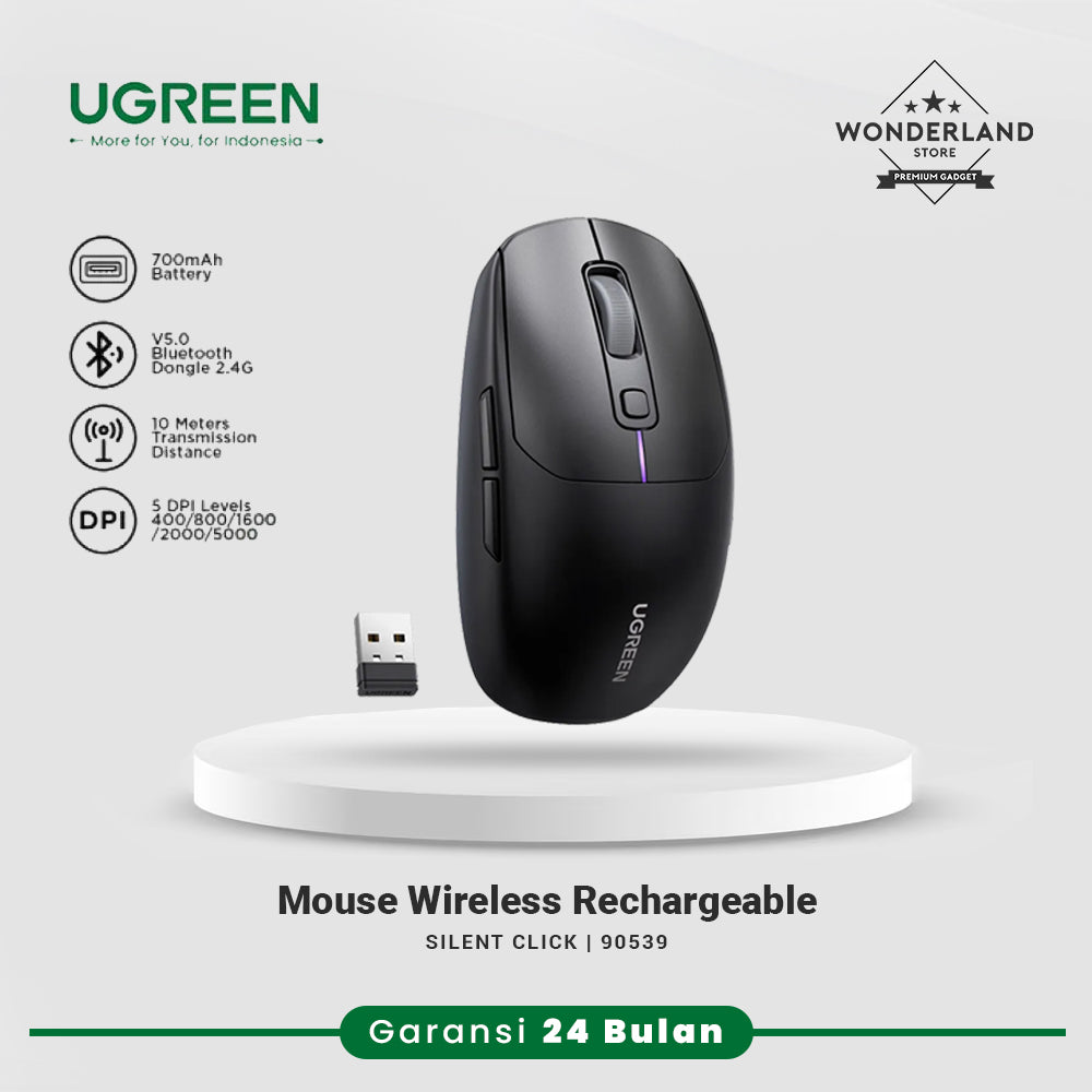 Ugreen Gaming Mouse Rechargeable 3 Mode Ergonomic 5 DPI Silent Click