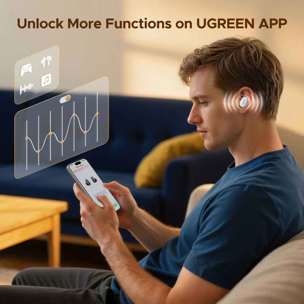 Ugreen Dots TWS Earphones Bluetooth 6.0 AI Clear Call Earbuds with Big Bass Headphones Wireless