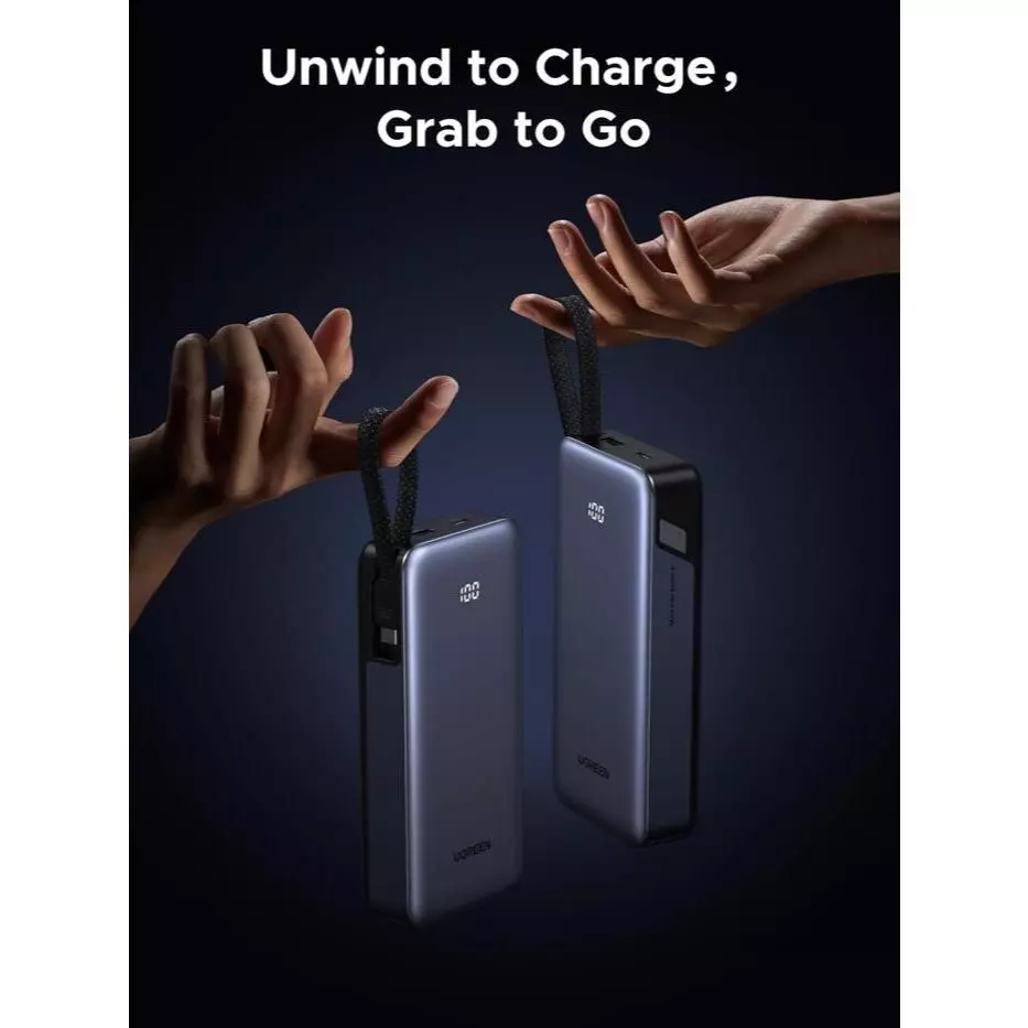 Ugreen Powerbank 145W Built-in Retractable Cable 20.000mAh PD Fast Charging