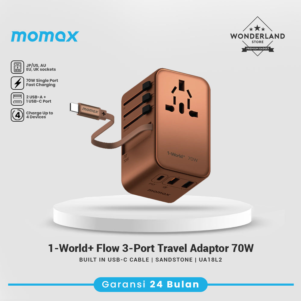 Momax Universal Travel Adaptor 1-World+ Flow 4-Port Travel Charger 35W/70W USB-C+USB-A UA18 UA21