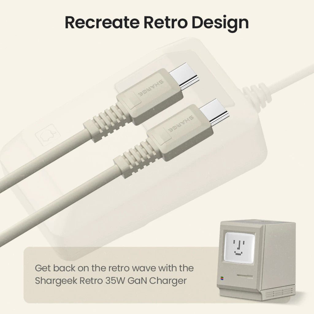 Sharge Kabel Data USB-C to C 100W Retro Cable PD PPS SFC Rubber Material