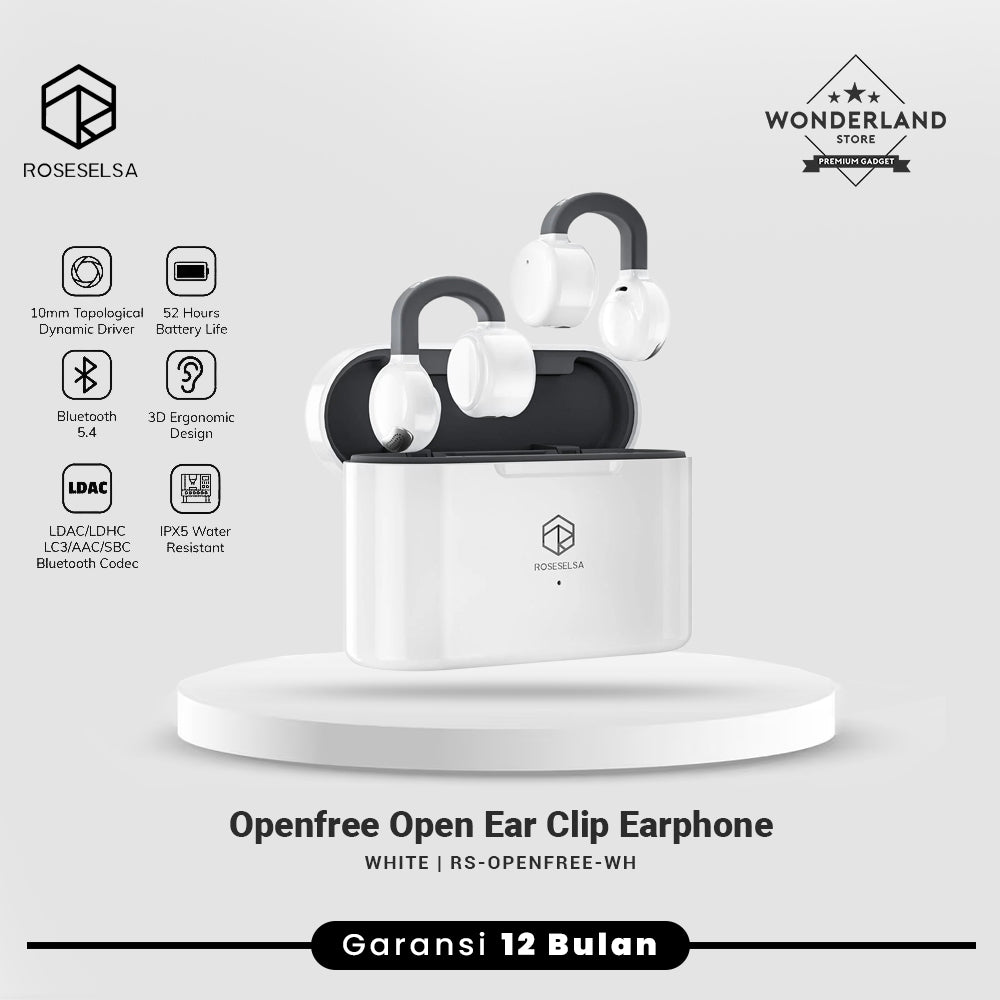 Roseselsa Openfree Clip TWS Bluetooth Earbuds Open Ear Sport Earphone LDAC LDHC HiFi Sound