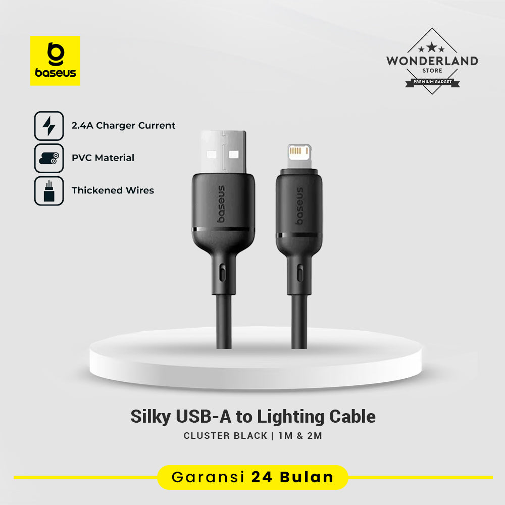 Baseus Silky Kabel Data USB-A to Lighting 2.4A Kabel Data iPhone PVC Soft Touch