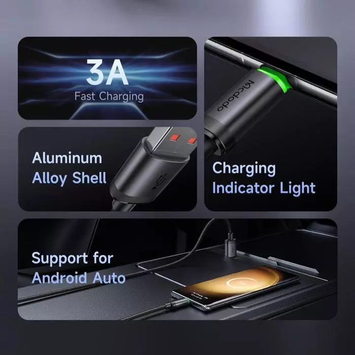 Mcdodo Kabel Data USB-C 3A 60W LED Indicator Fast Charging CA-3961