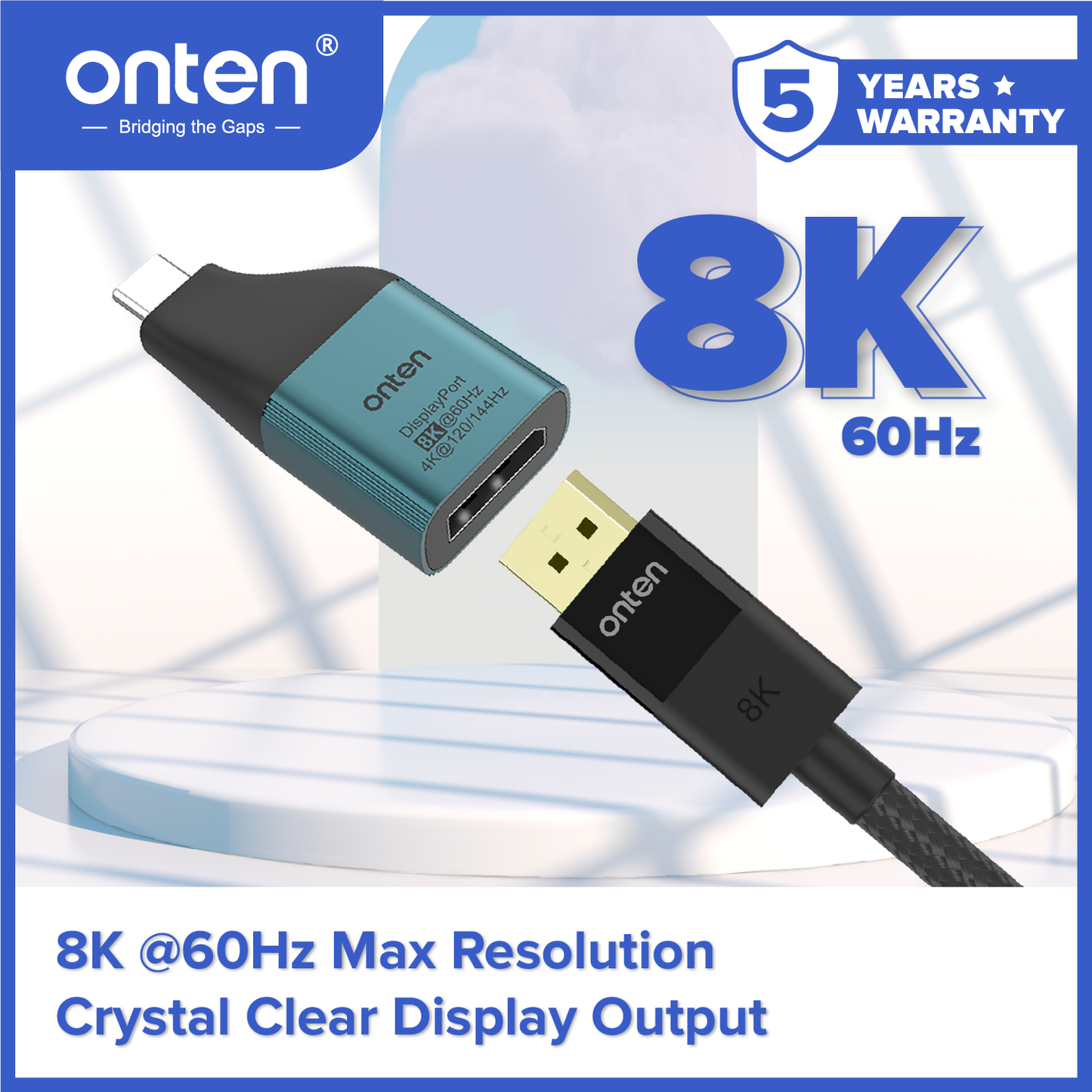 Onten Adapter Converter USB-C to Display Port 8K 60Hz OTN-UC103