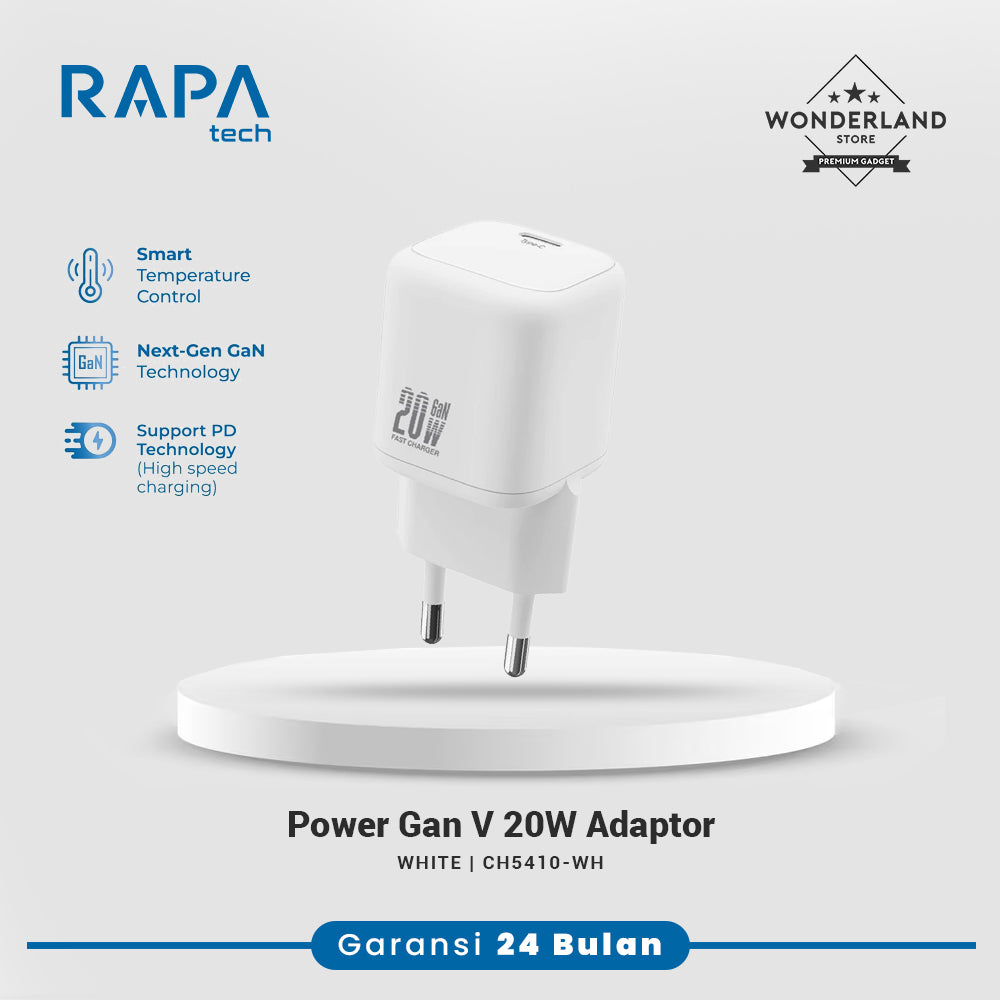 RAPAtech Power GaN V 20W 30W Charger iPhone Android Include USB-C to C Cable