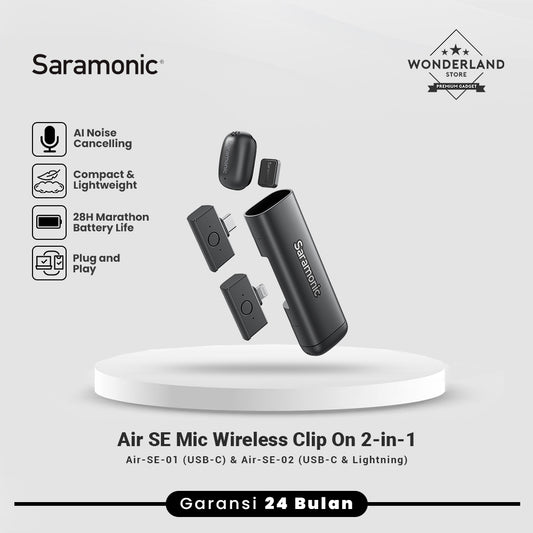 Saramonic Air SE Mic Wireless Clip On 2-in-1 Magnetic Mikrofon Super Mini Vlog HP with Charging Case