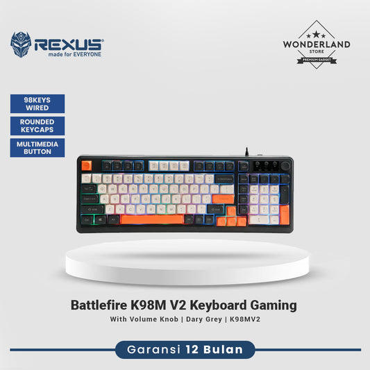 Rexus K98M / K98MV2 Battlefire Retro Wired Gaming Keyboard Membrane with Knob