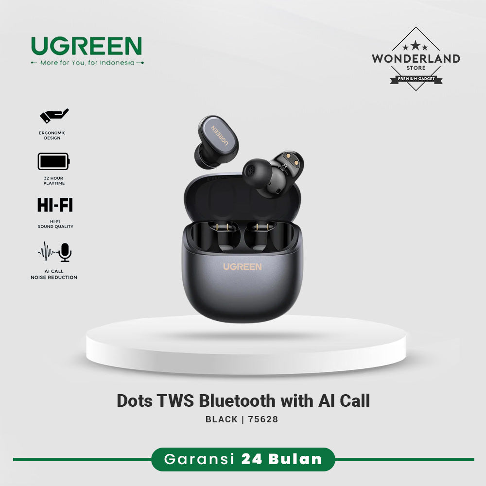 Ugreen Dots TWS Earphones Bluetooth 6.0 AI Clear Call Earbuds with Big Bass Headphones Wireless