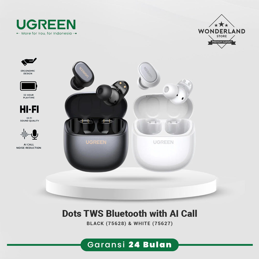 Ugreen Dots TWS Earphones Bluetooth 6.0 AI Clear Call Earbuds with Big Bass Headphones Wireless