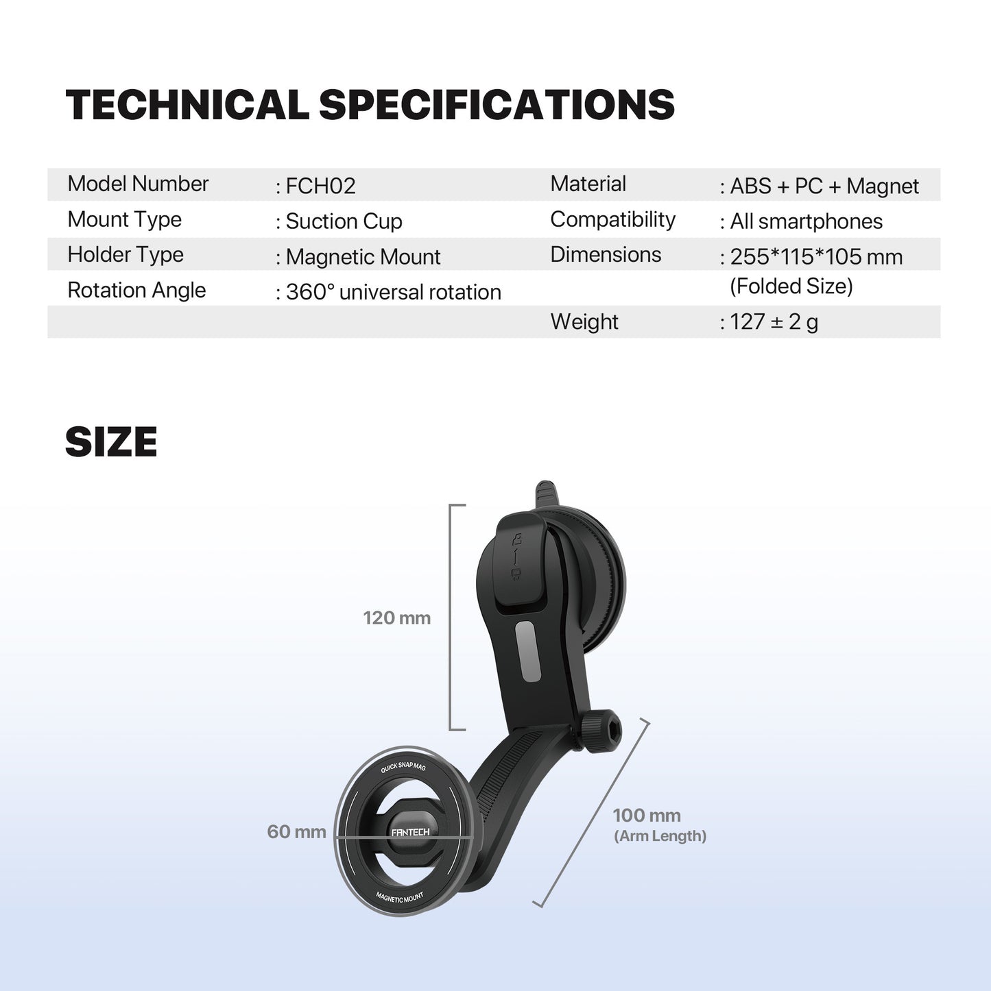 Fantech Car Phone Holder Magnetic Mount 360° Universal Rotation FCH02