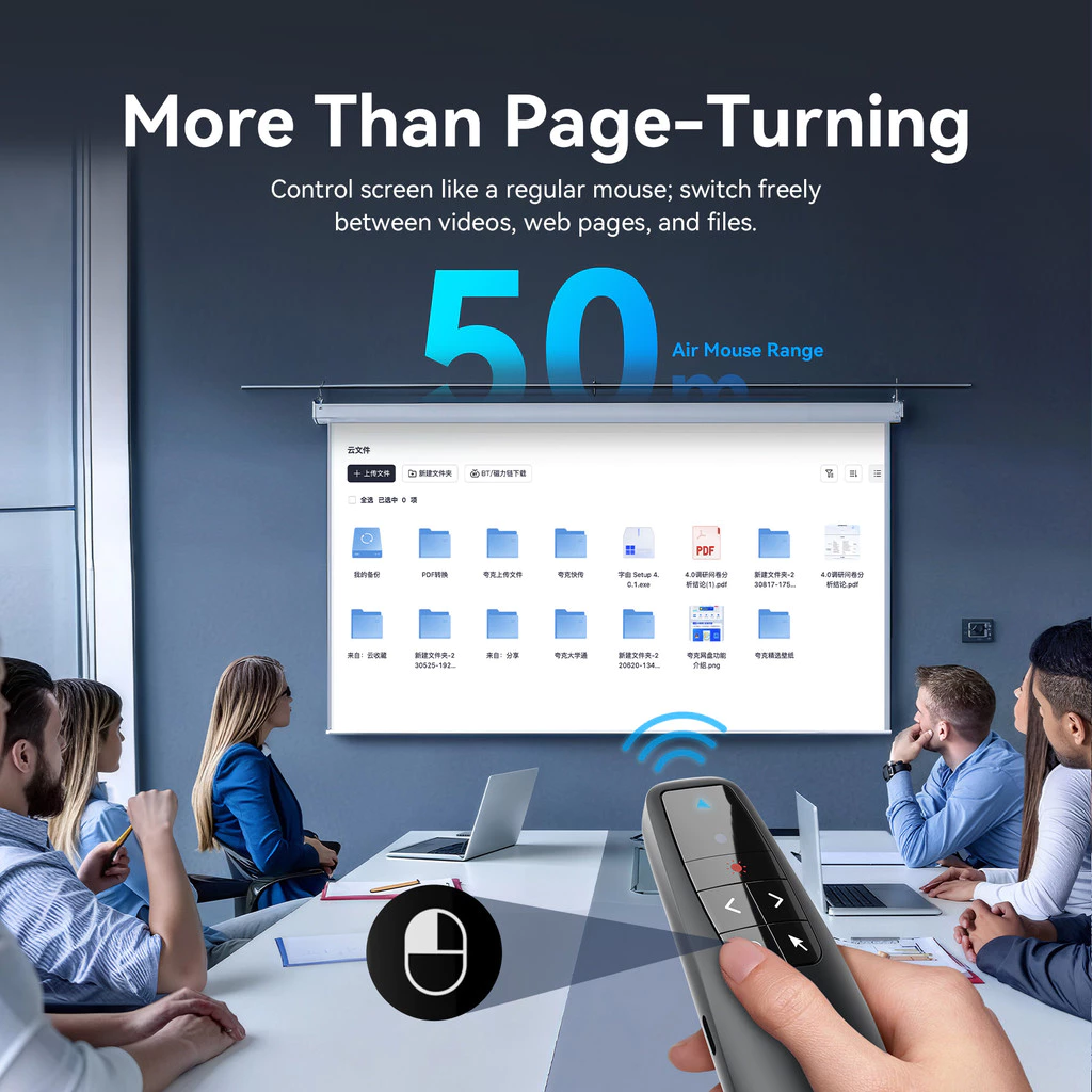 Vention Wireless Presenter Remote Red Laser Pointer with Air Mouse USB-C USB-A Receiver