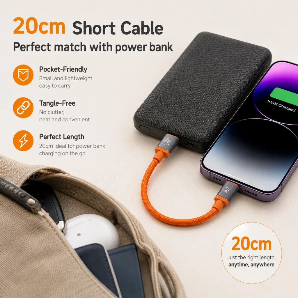 OnPrime Kabel USB-C to Lightning 27W Iron Series for Powerbank Nylon Braided