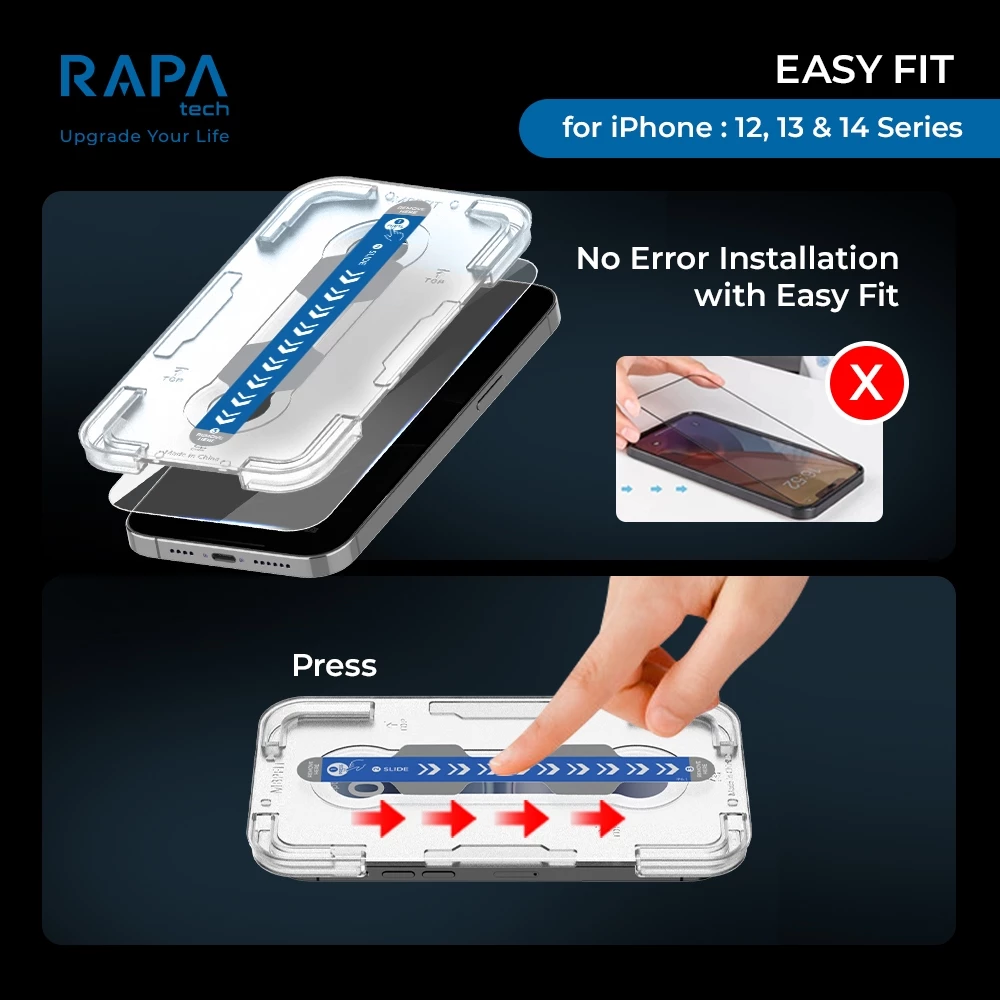 RAPAtech Premium Tempered Glass iPhone 13 13 Pro 14 16E Easy Fit