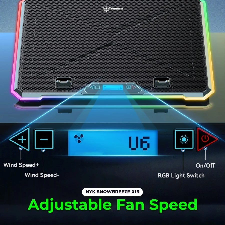 NYK Nemesis Snowbreeze X13 X-13 X 13 Coolingpad Kipas Laptop Cooler Pad Alas Pendingin Laptop RGB