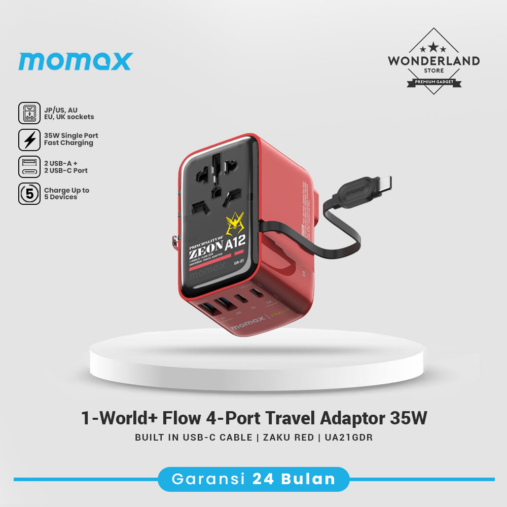 Momax Universal Travel Adaptor 1-World+ Flow 4-Port Travel Charger 35W/70W USB-C+USB-A UA18 UA21