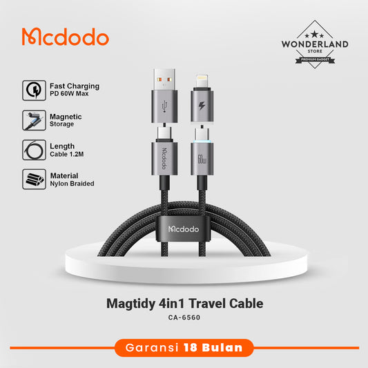 Mcdodo Kabel Magnetic 4 in 1 USB A + Type C To USB-C Lightning Fast Charging 60W For iPhone Android