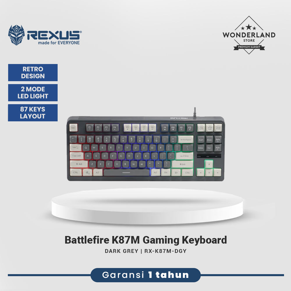 Rexus K87M / K87-M TKL Wired Membrane Gaming Keyboard Two Tone Color