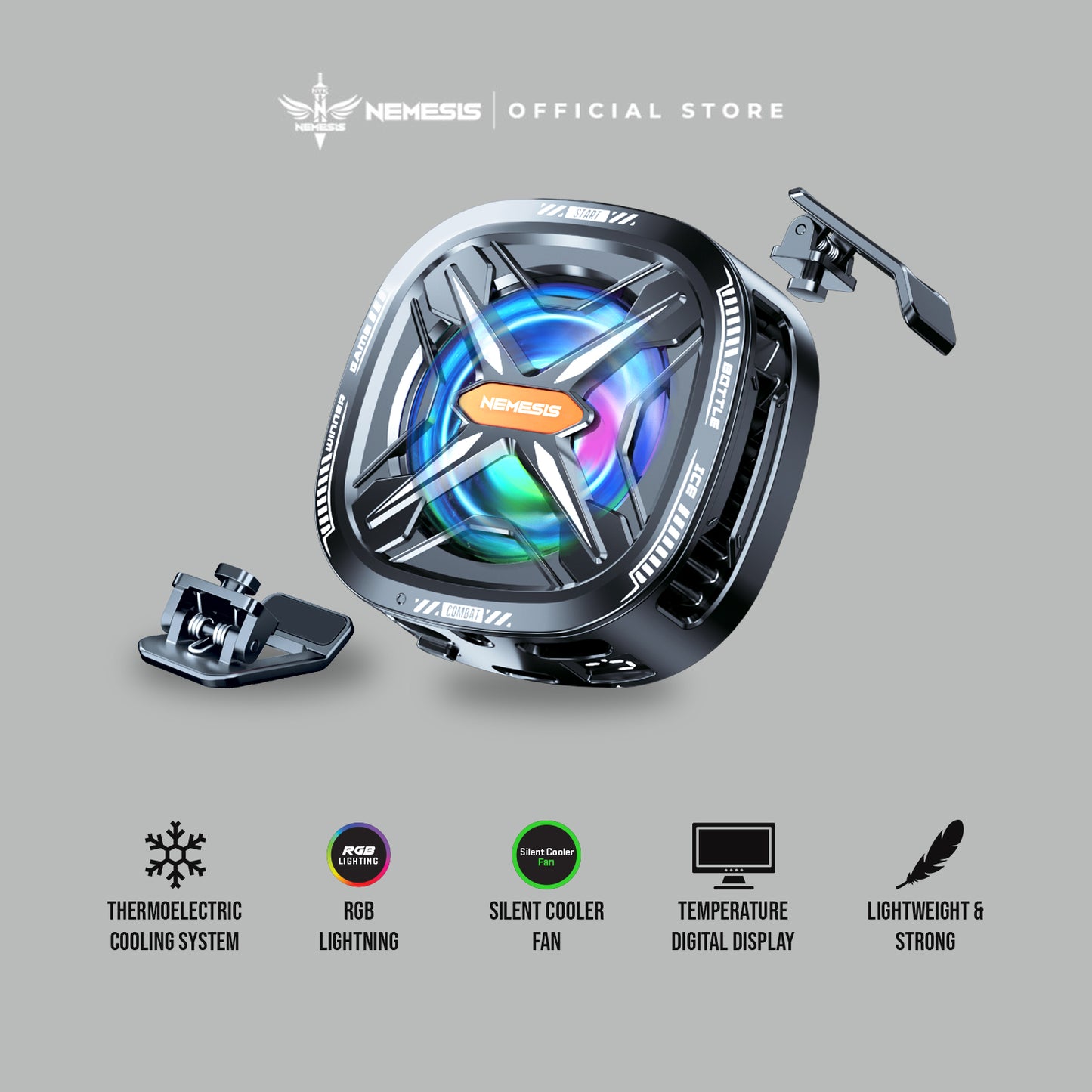NYK Nemesis Haze H2 Magnetic Phone Cooler Fan with Bracket Digital Display
