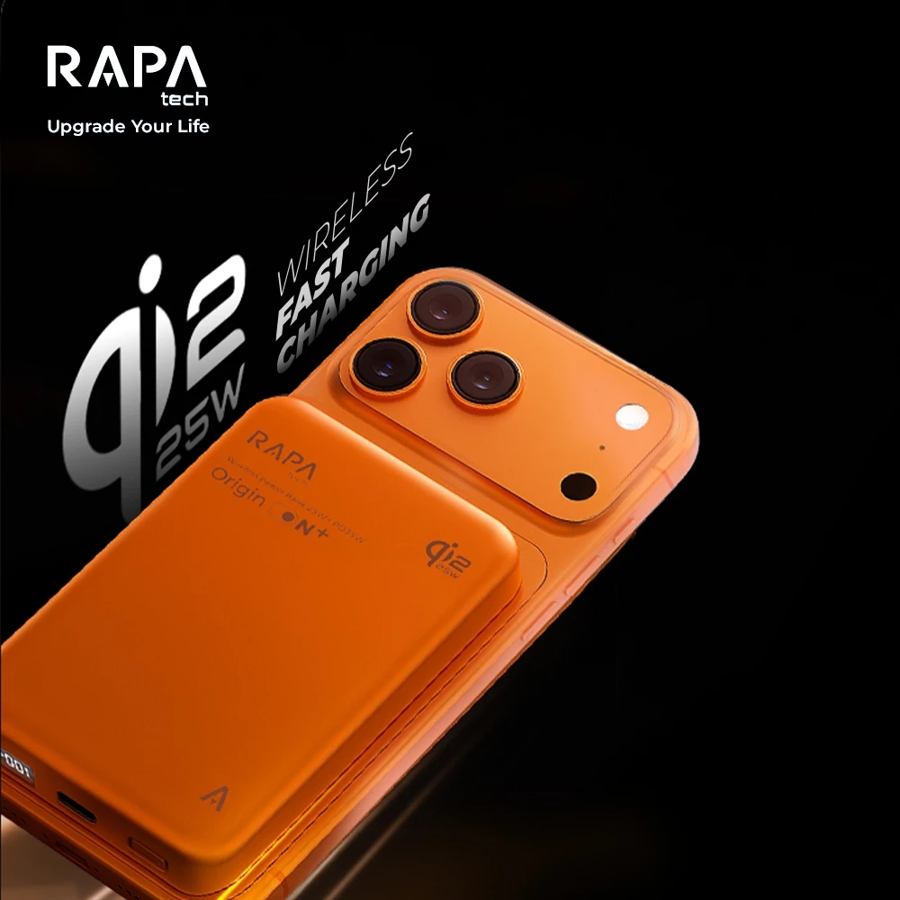 RAPAtech Origin ON+ Qi2.2 Fast Charging PD35W + Wireless 25W Magsafe 10.000mAh Wireless Powerbank