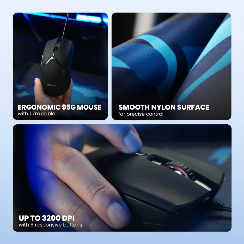Rexus Warfaction VR1 Keyboard Mouse Gaming Combo - Free Gaming Mousepad VR1 V2
