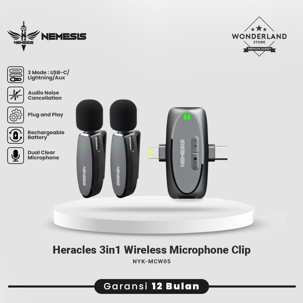 NYK Nemesis Heracles Microphone Wireless 2.4GHz Clip On 3in1 Heracles MCW-05 Musai MCW-02 Erato MCW-01