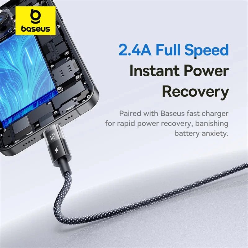 Baseus Display 2 Kabel Data USB to Lightning 2.4A Display Indicator Fast Charging