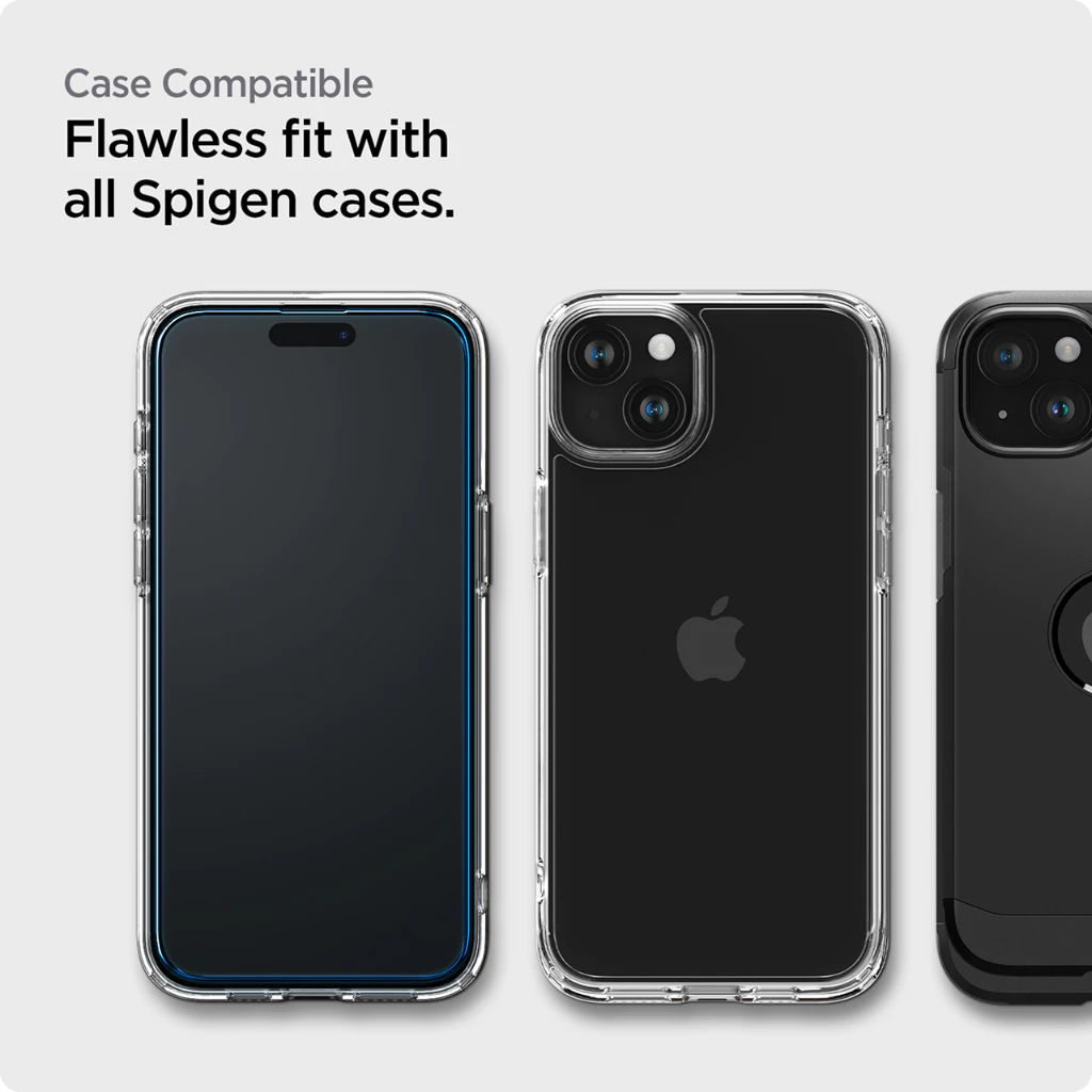 SPIGEN Tempered Glass iPhone 15 Pro Max Plus Glas tR Alignmaster Full Clear Anti Gores Protector