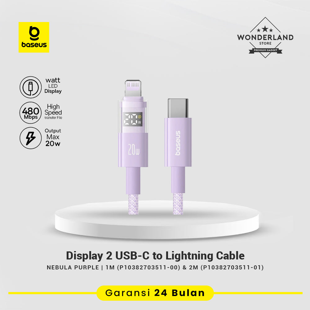Baseus Display 2 Kabel Data USB-C to Lightning 20W Nylon Braided Fast Charging